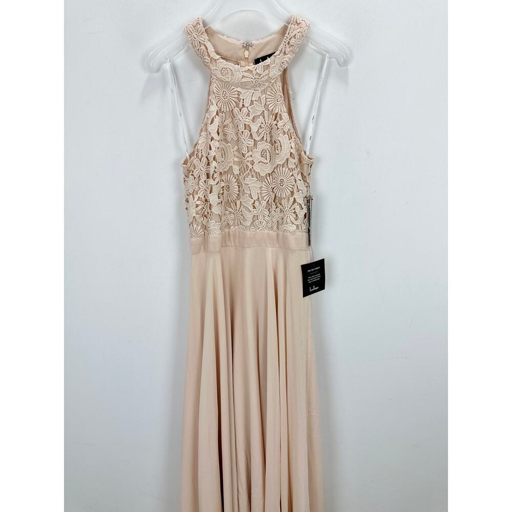 Lulus Picture Perfect Blush Lace Maxi Dress Formal Evening Bridesmaid Small NWT - Picture 7 of 14